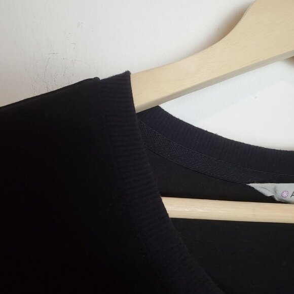 ATHLETA Small Topanga‎ Tee Dress Black Ruched Skirt T-shirt Mini - Picture 6 of 9